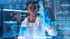 Doctor looking at a holographic image