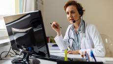 Physician conducting telehealth visit