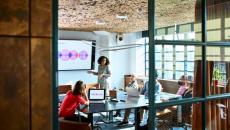 Workers meeting in a conference room