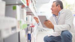 Person in a pharmacy setting