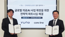 Vuno and Coreline Soft officials in their partnership signing